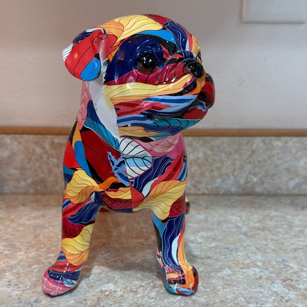 Colorful Ceramic Pug Figurine - Picture 2 of 4